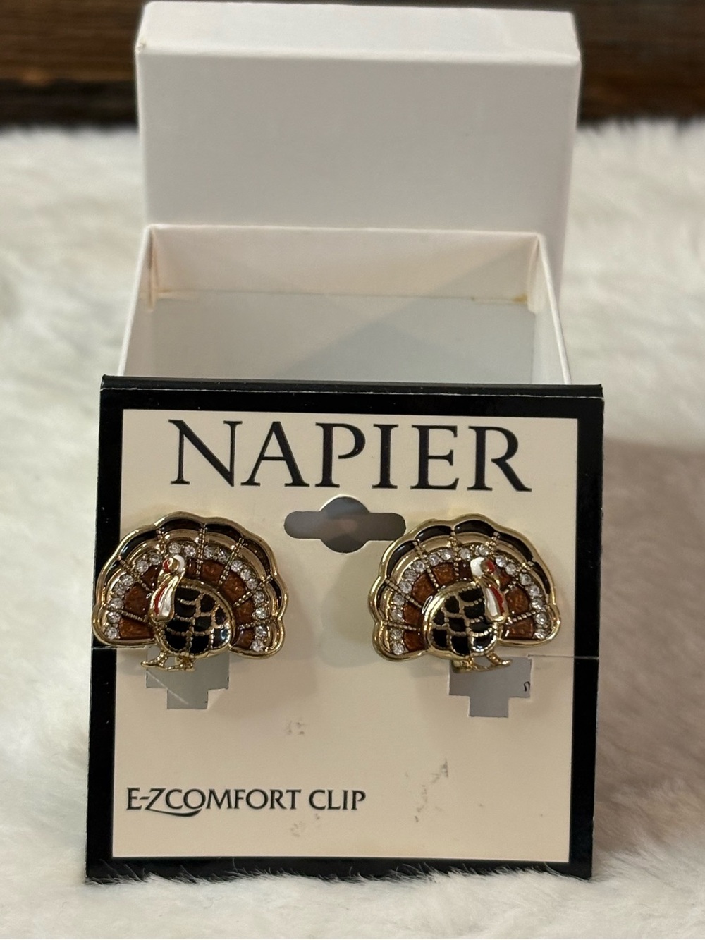 Napier Gold and Brown Turkey Earrings Clip-On